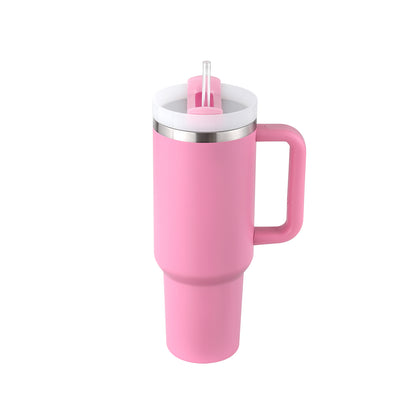 40 Oz Tumbler With Handle Straw Insulated, Stainless Steel Spill Proof Vacuum Coffee Cup Tumbler With Lid Tapered Mug Gifts For Valentine Lover Suitable For Car Gym Office Travel