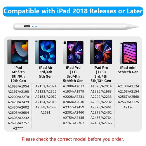 M&B LuxTouch Palm Rejection Stylus Pen for iPad (2018–2022) – Compatible with Apple Pencil 1 & 2, iPad Pro/Air/Mini
