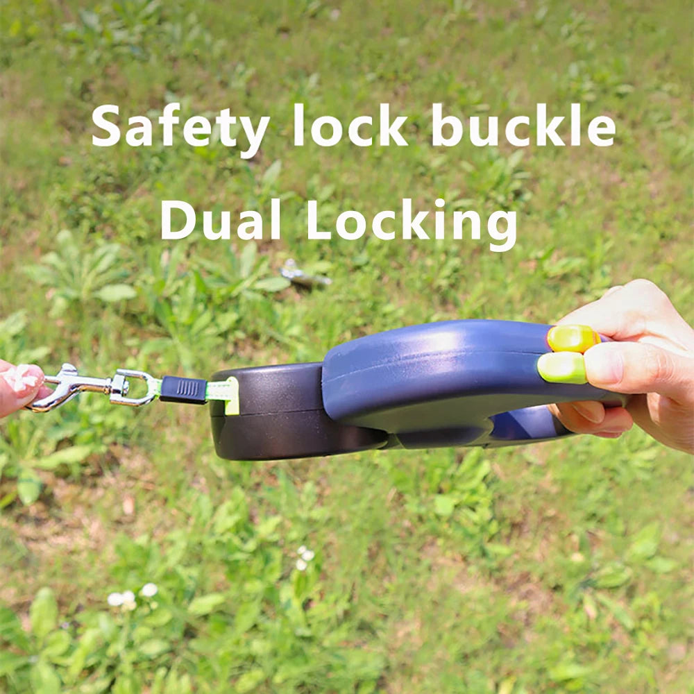 M&B LuxTouch Retractable Dual Dog Leash with LED Light – 360° No-Tangle Swivel, Independent Brake, 3M Reflective Leads